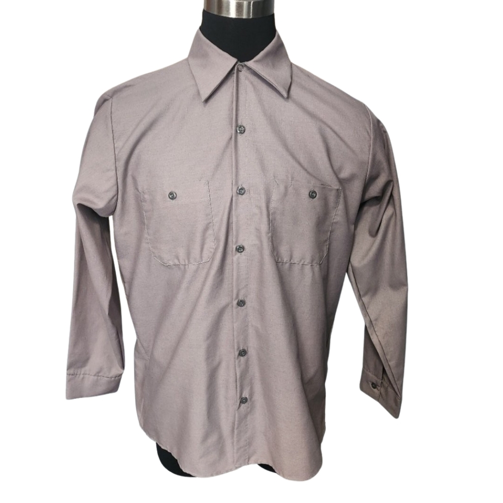 CORNERSTONE Gray Button Up Long Sleeve Industrial Work Shirt Size Large NWOT